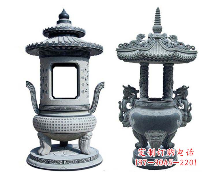 保定寺庙景观仿古香炉石雕