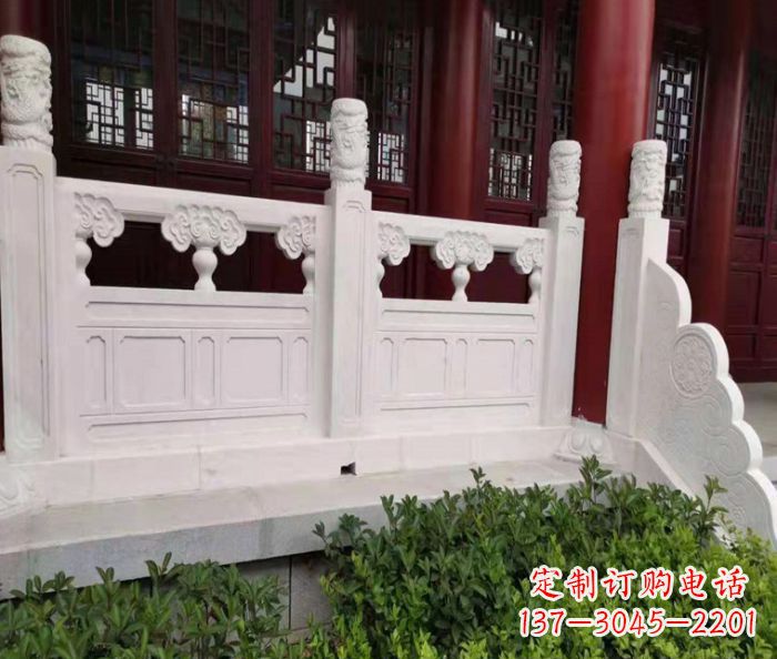 保定寺庙景观汉白玉石浮雕栏板 (3)