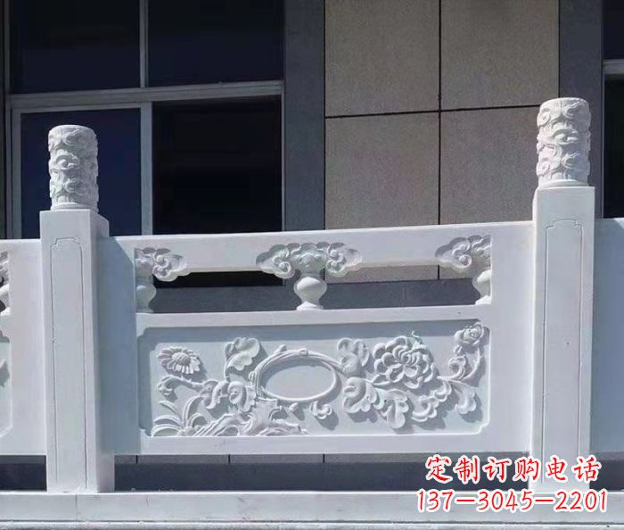 保定寺庙景观汉白玉石浮雕栏板 (4)