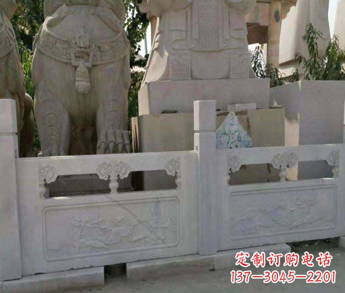 保定寺庙景观汉白玉石浮雕栏板
