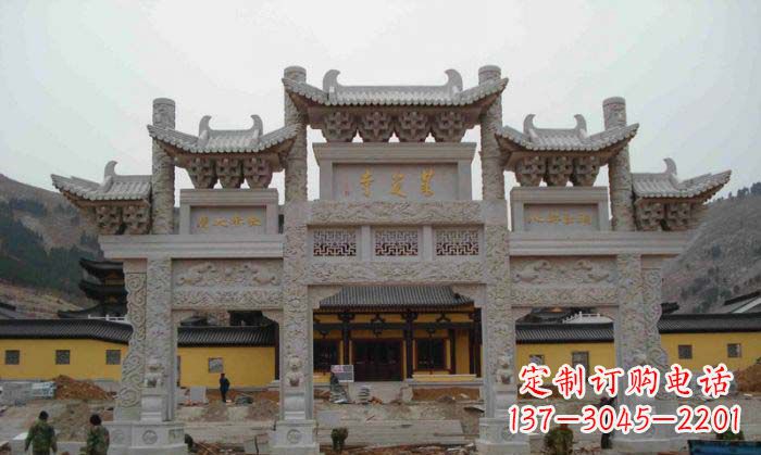 保定寺庙景观三门五楼石牌坊