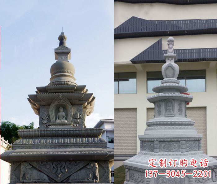 保定寺庙景观舍利塔石雕 (3)