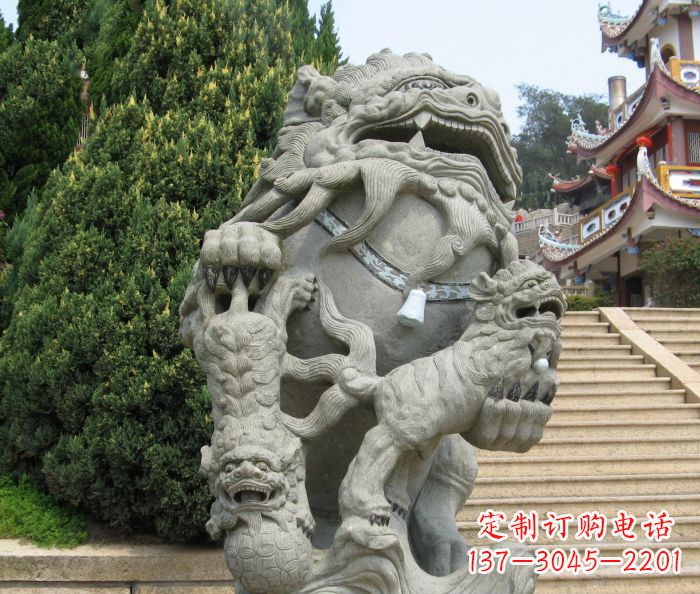 保定寺庙景观狮子石雕