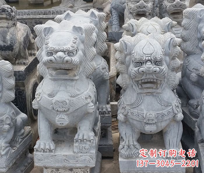 保定寺庙青石狮子石雕