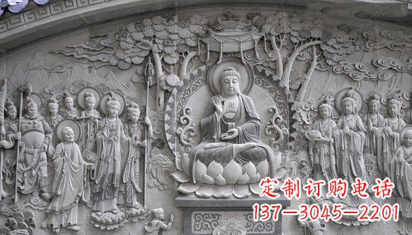 保定寺庙墙壁石浮雕佛像