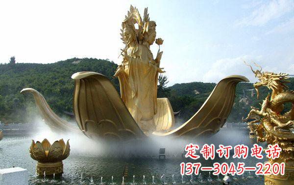 保定寺庙三面观音雕像