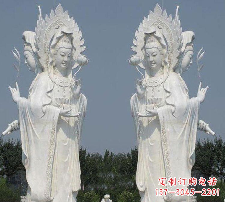 保定寺庙三面观音菩萨雕塑