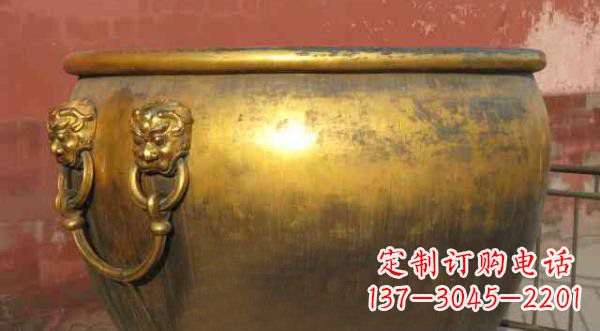 保定寺庙水缸铜雕 (2)