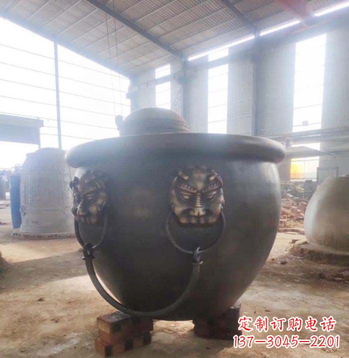 保定寺庙水缸铜雕