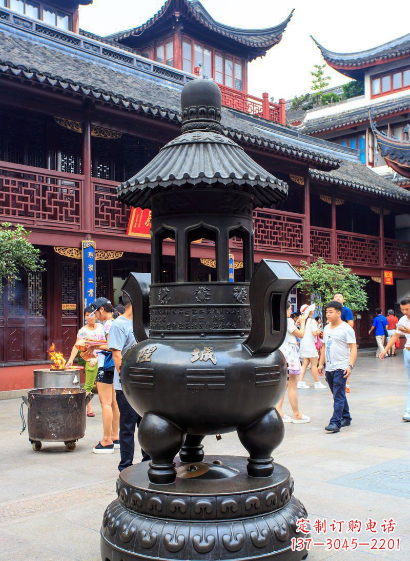 保定寺庙铜香炉铜雕 (2)