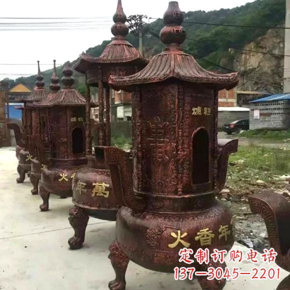 保定寺庙铜香炉雕塑