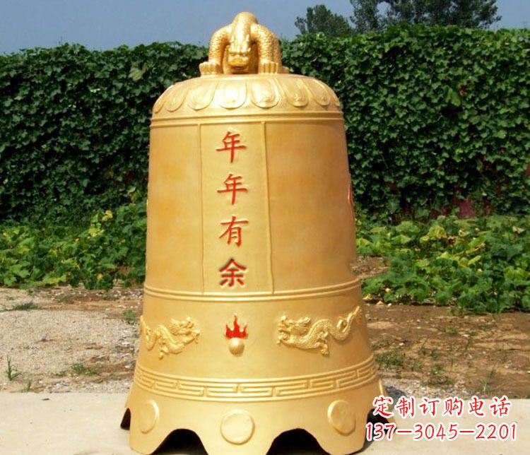 保定寺庙铜钟雕塑 (2)