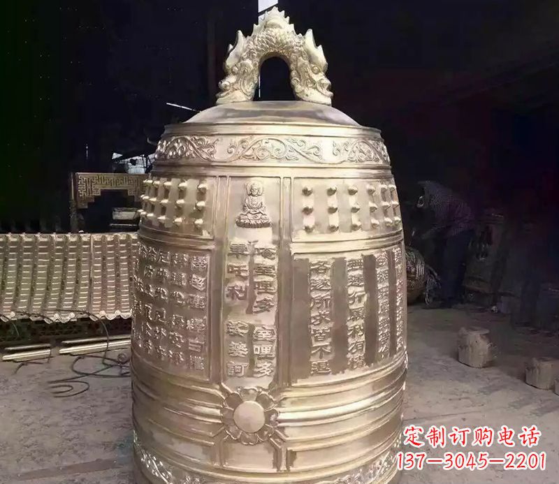 保定寺庙铜钟雕塑 (3)