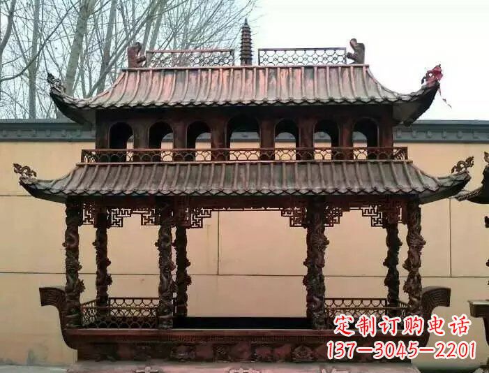 保定寺庙香炉铜雕 (3)