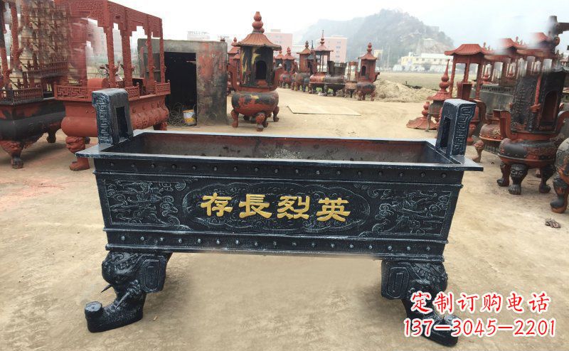 保定寺庙香炉铜雕 (4)