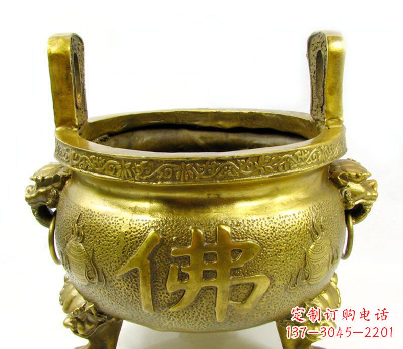 保定寺庙香炉铜雕 (6)