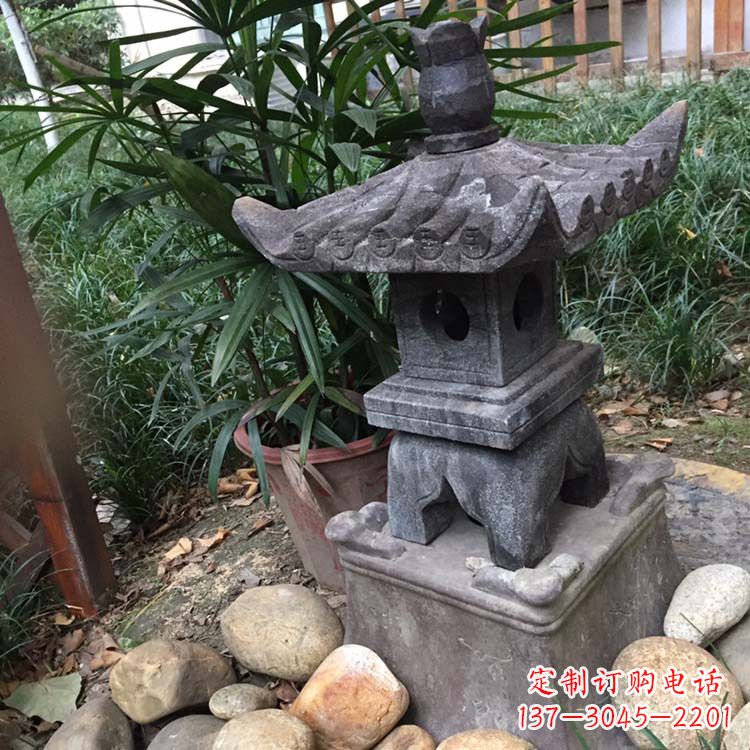 保定寺庙园林青石做旧仿古石灯