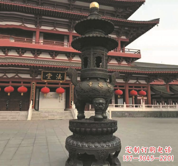 保定寺庙香炉铜雕222