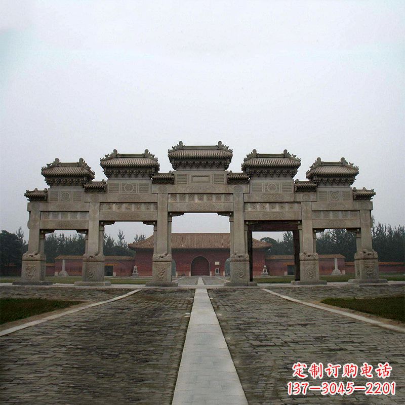保定寺院五门石牌楼
