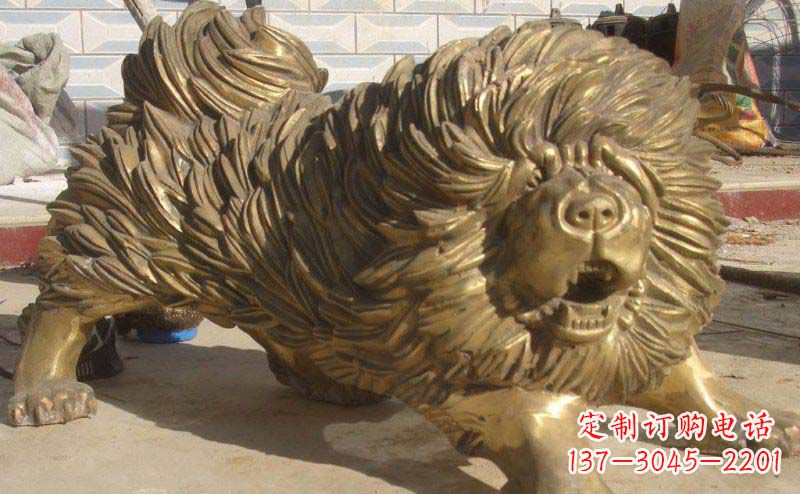 保定松狮犬动物铜雕
