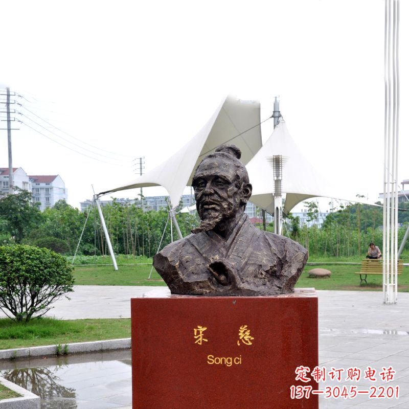 保定宋慈铸铜头像雕塑-古代十大名医园林广场人物雕塑