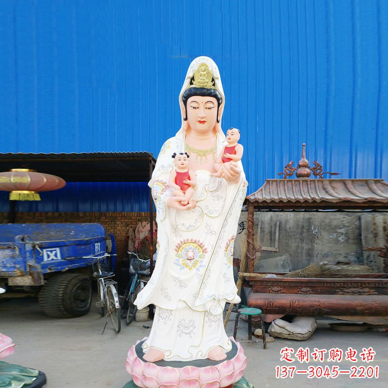 保定送子观音彩绘玻璃钢雕塑