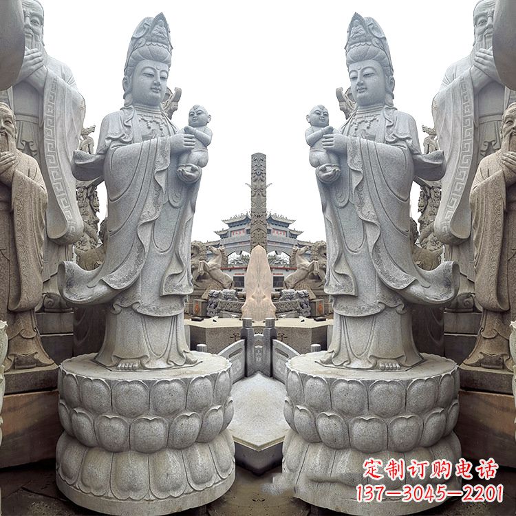 保定送子观音青石雕塑