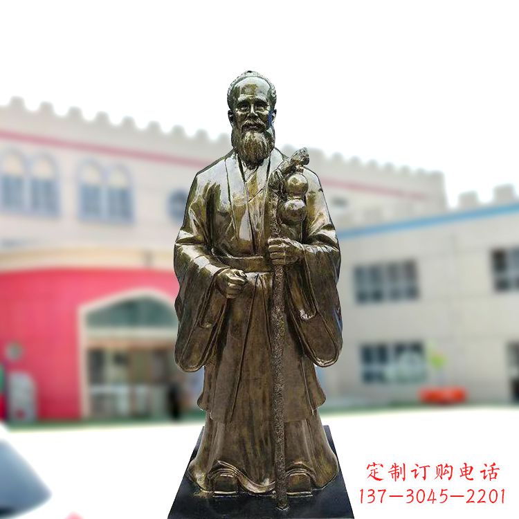 保定孙思邈仿铜玻璃钢雕塑-医院著名医学人物雕像