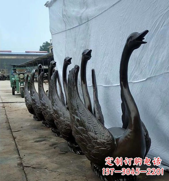 保定天鹅喷泉铜雕,园林喷泉水景流水组件