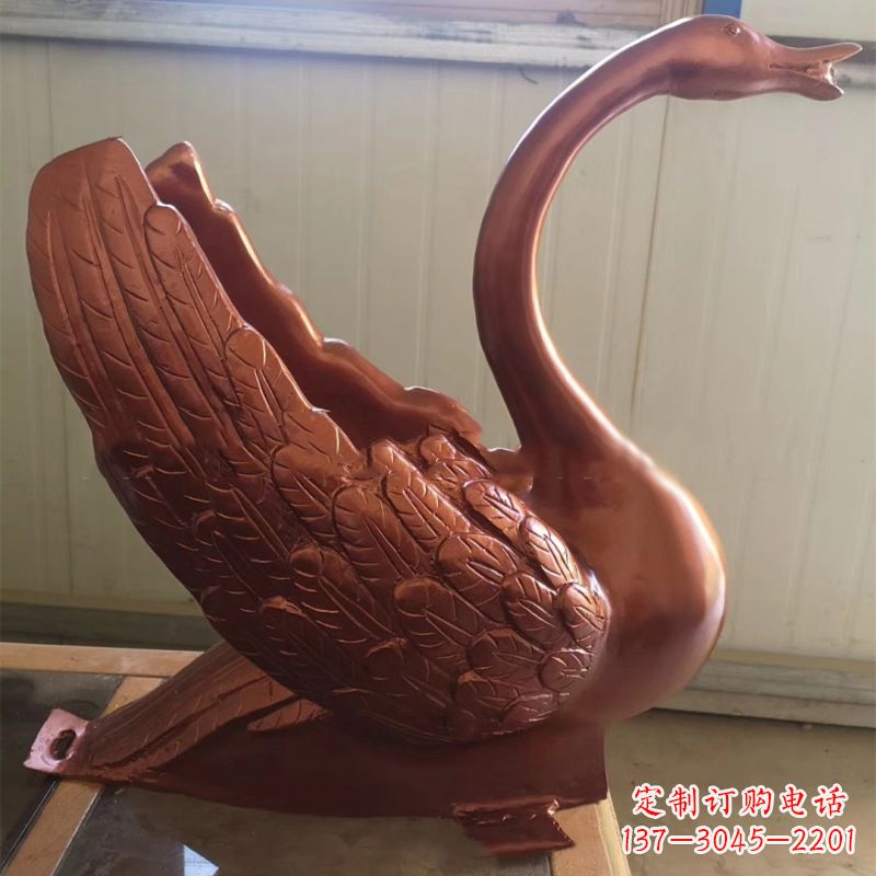 保定天鹅铜雕塑,喷泉吐水天鹅装饰摆件