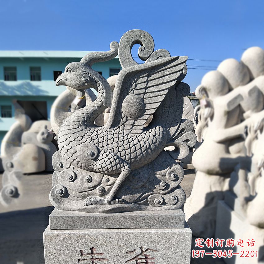 保定天之四灵之朱雀神鸟砂岩石雕塑