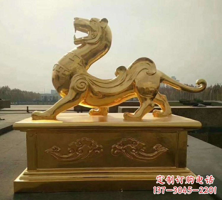 保定贴金古代神兽青龙雕塑