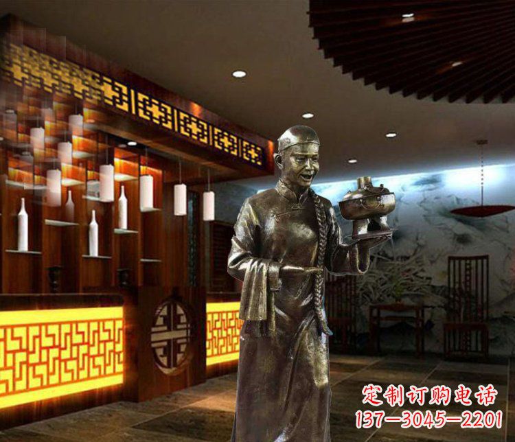 保定铜雕店小二小品人物雕塑