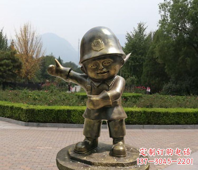 保定铜雕儿童交通警察