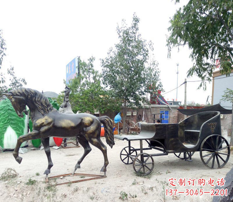 保定铜雕古代战马景观摆件