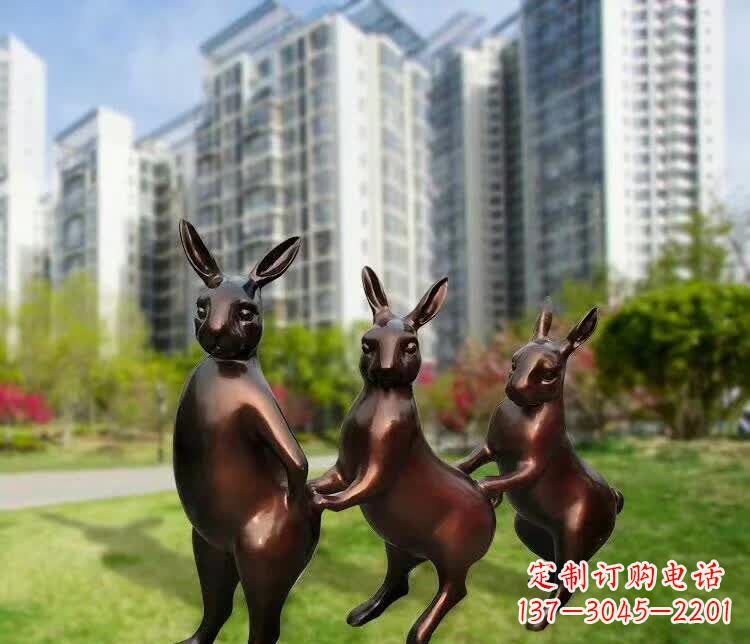 保定铜雕广场动物兔子