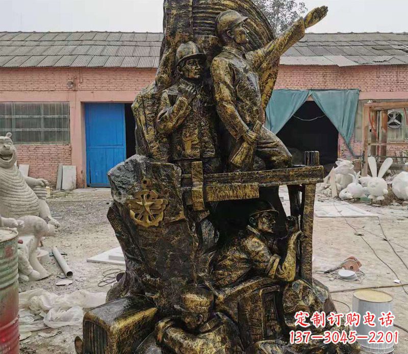 保定铜雕广场解放战士雕塑