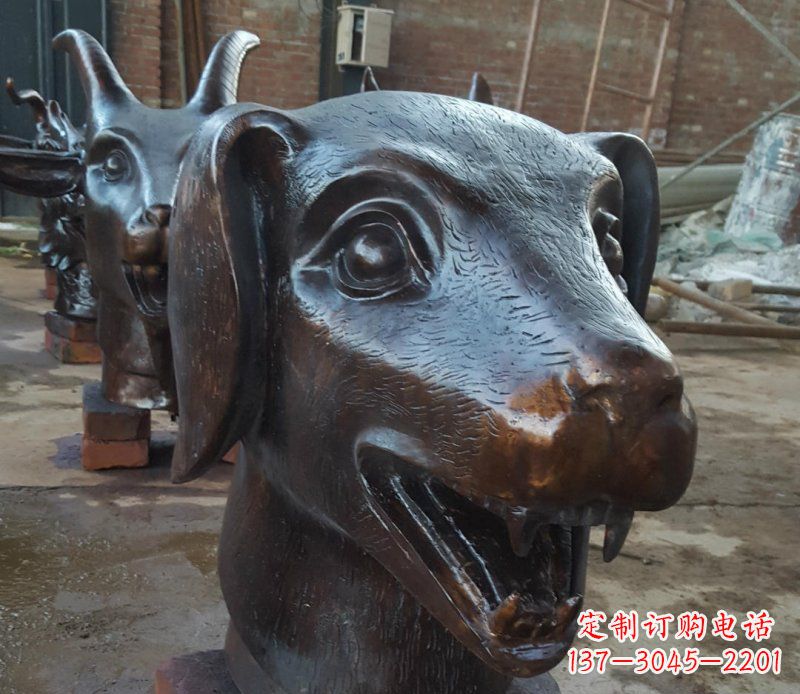 保定铜雕广场生肖动物头像装饰摆件