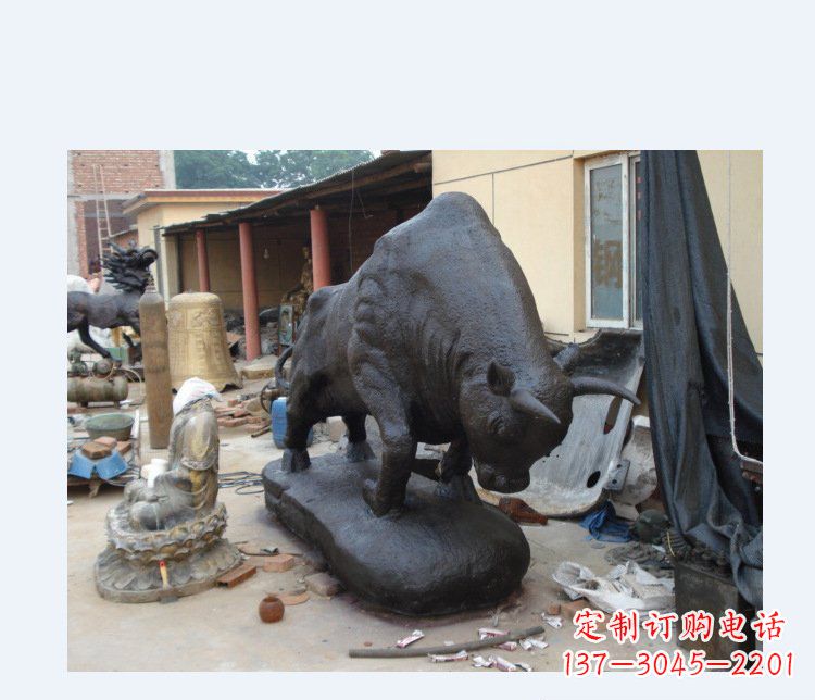 保定铜雕广场水牛动物雕塑