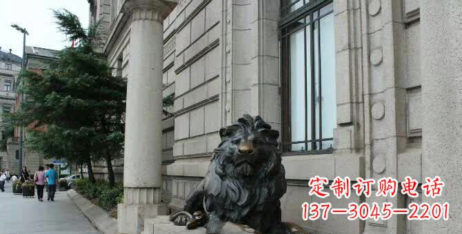 保定铜雕跪姿狮子