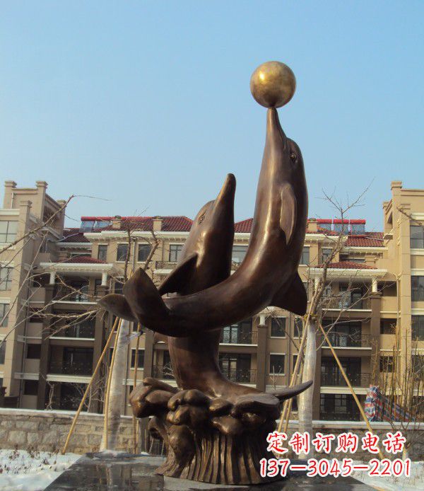 保定铜雕海豚雕塑 (2)