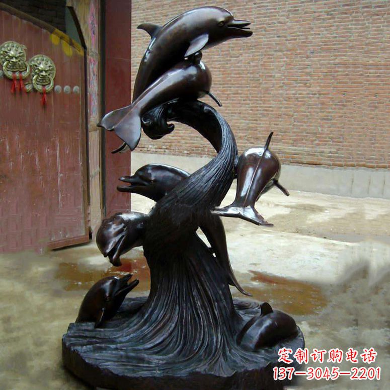 保定铜雕海豚景观雕塑