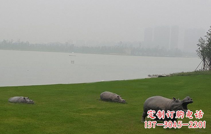 保定铜雕河马公园动物雕塑