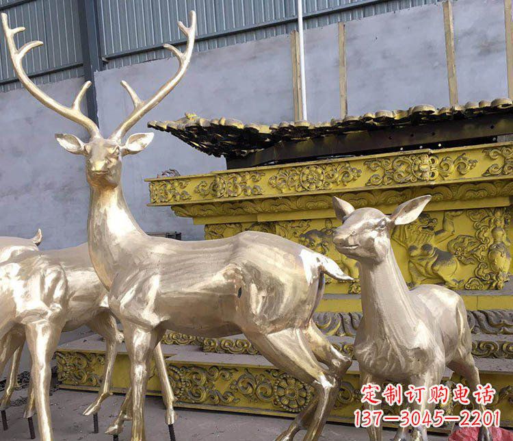 保定铜雕户外动物小鹿雕塑