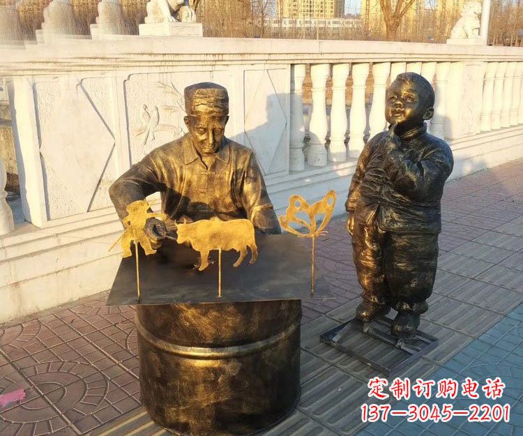 保定铜雕画糖人的人物