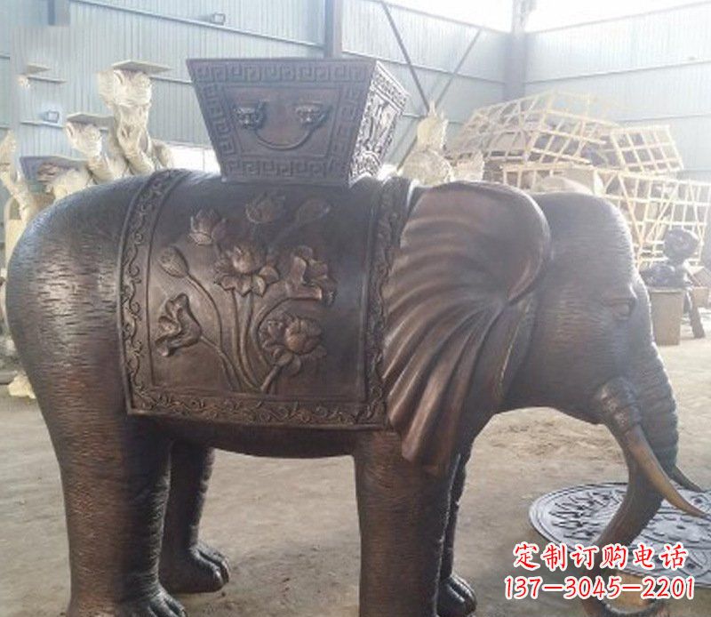 保定铜雕吉祥大象园林动物摆件