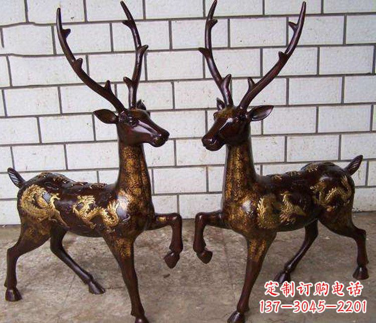 保定铜雕吉祥复古梅花鹿雕塑摆件