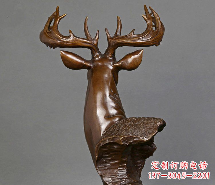 保定铜雕吉祥招财鹿头雕塑摆件