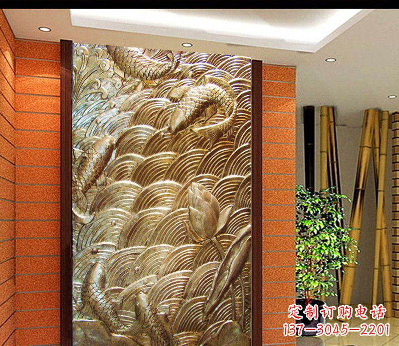 保定铜雕酒店锻造鲤鱼壁画景观摆件