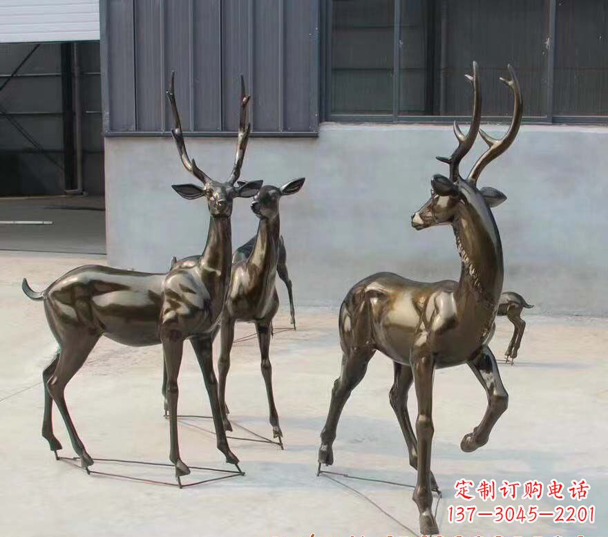 保定铜雕鹿群雕塑